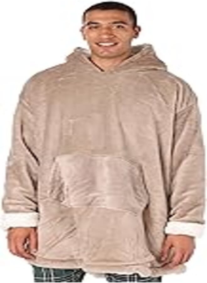 Mintra Mintra Oversized Microfiber large size Wearable Blanket with Sherpa Mocha 