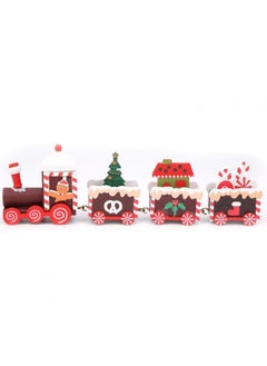 Generic Wooden Train Tree Ornament Colorful Décor with Snowflake, Snowman, Reindeer, Wooden houses, Kids Toy Gift Holiday Party Decorations Brown  - Image 2