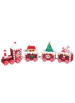 Generic Wooden Train Tree Ornament Colorful Décor with Snowflake, Snowman, Reindeer, Wooden houses, Kids Toy Gift Holiday Party Decorations Brown  - Image 1
