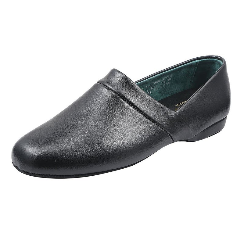 PAMIR Mens Genuine Leather Opera Slippers with Memory Foam Insole and Leather Outsole Size US 11 M Black
