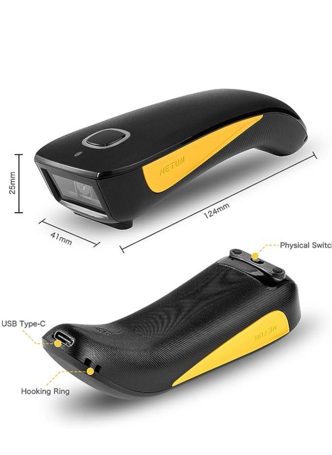 Generic - QR Code Scanner, Mini Barcode Scanner Bluetooth Compatible, Small Portable USB 1D 2D Bar Code Scanner for Inventory, 2.4G Cordless Image Reader for Tablet iPhone iPad Android iOS PC POS - C750 - Image 1