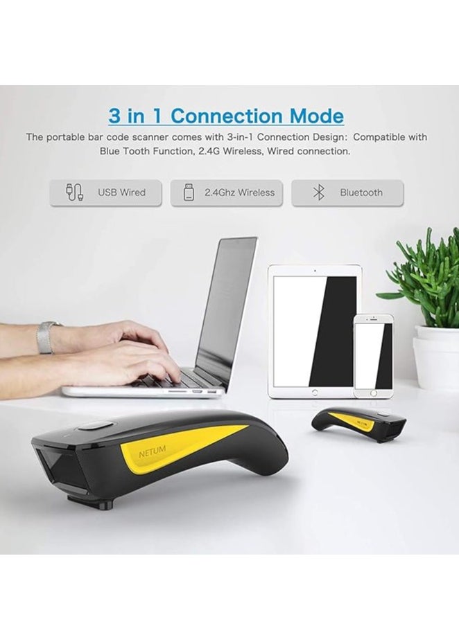 Generic - QR Code Scanner, Mini Barcode Scanner Bluetooth Compatible, Small Portable USB 1D 2D Bar Code Scanner for Inventory, 2.4G Cordless Image Reader for Tablet iPhone iPad Android iOS PC POS - C750 - Image 1
