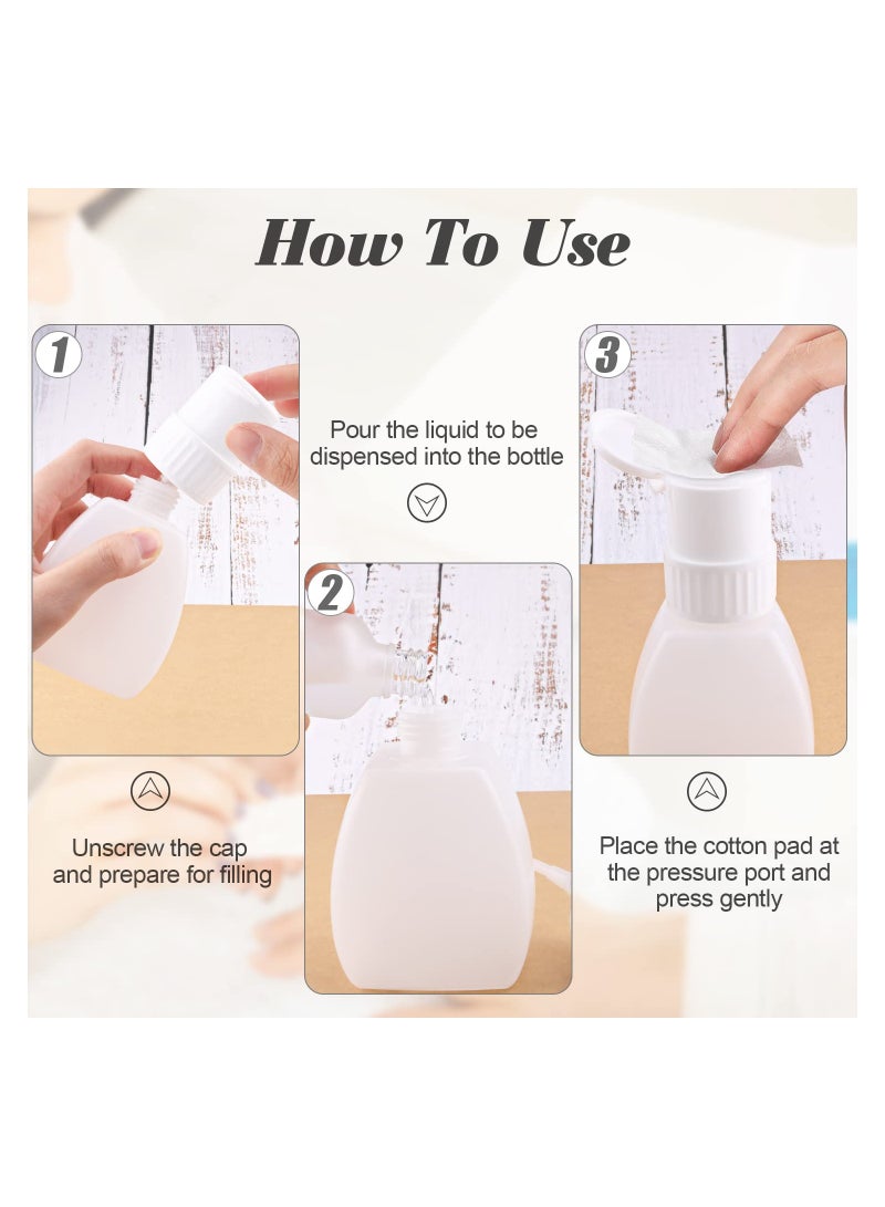 KASTWAVE 4 Pcs Plastic Push Down Pump Bottle, Refillable Nail Polish Remover Bottle, Press Pumping Dispenser, with Flip Cap for Nail Polish&Makeup Remover Liquid, Push Down Dispenser Bottle Container  - Image 3