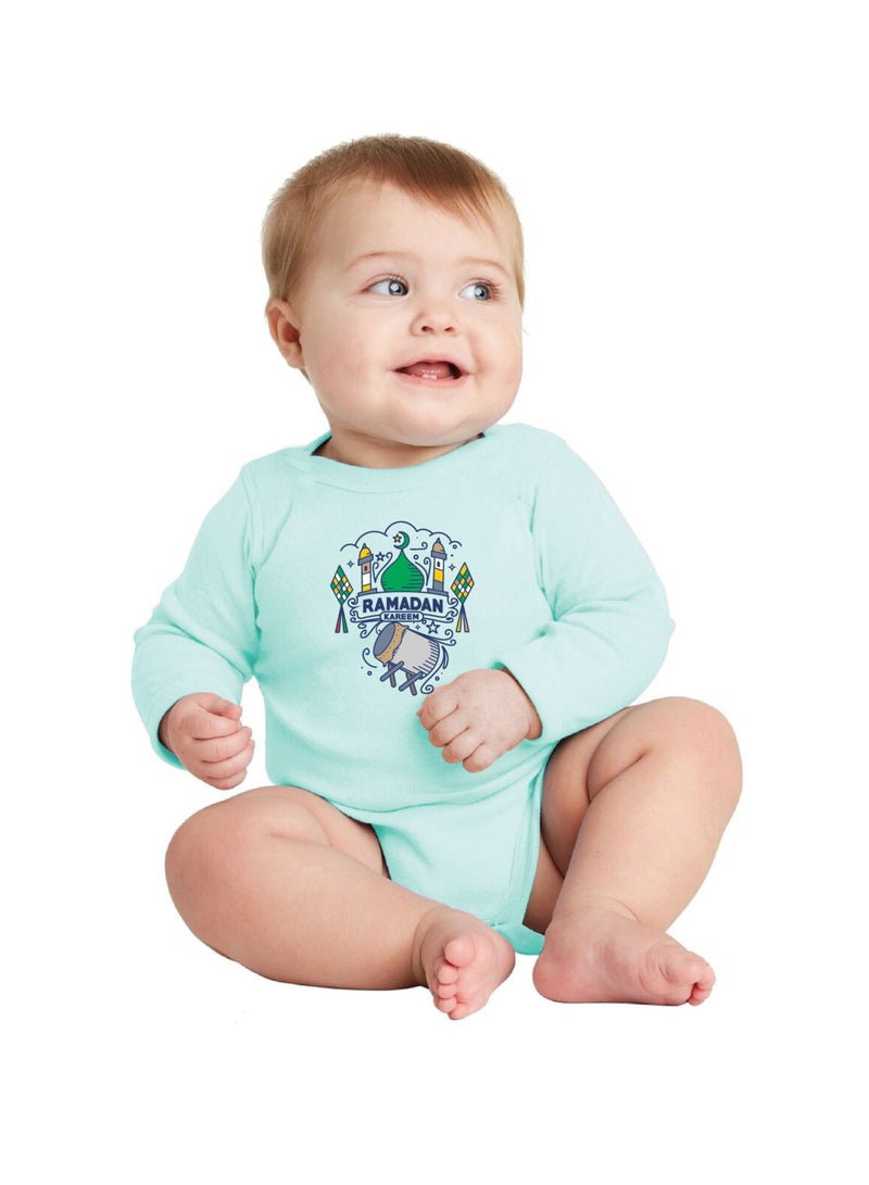 PRINTSHOP4ME Ramadan Baby Romper Outfit - Long Sleeve Cotton Unisex Romper - Romper for Babies and Toddlers - Long Sleeve Ramadan Romper for Newborns  - Image 1