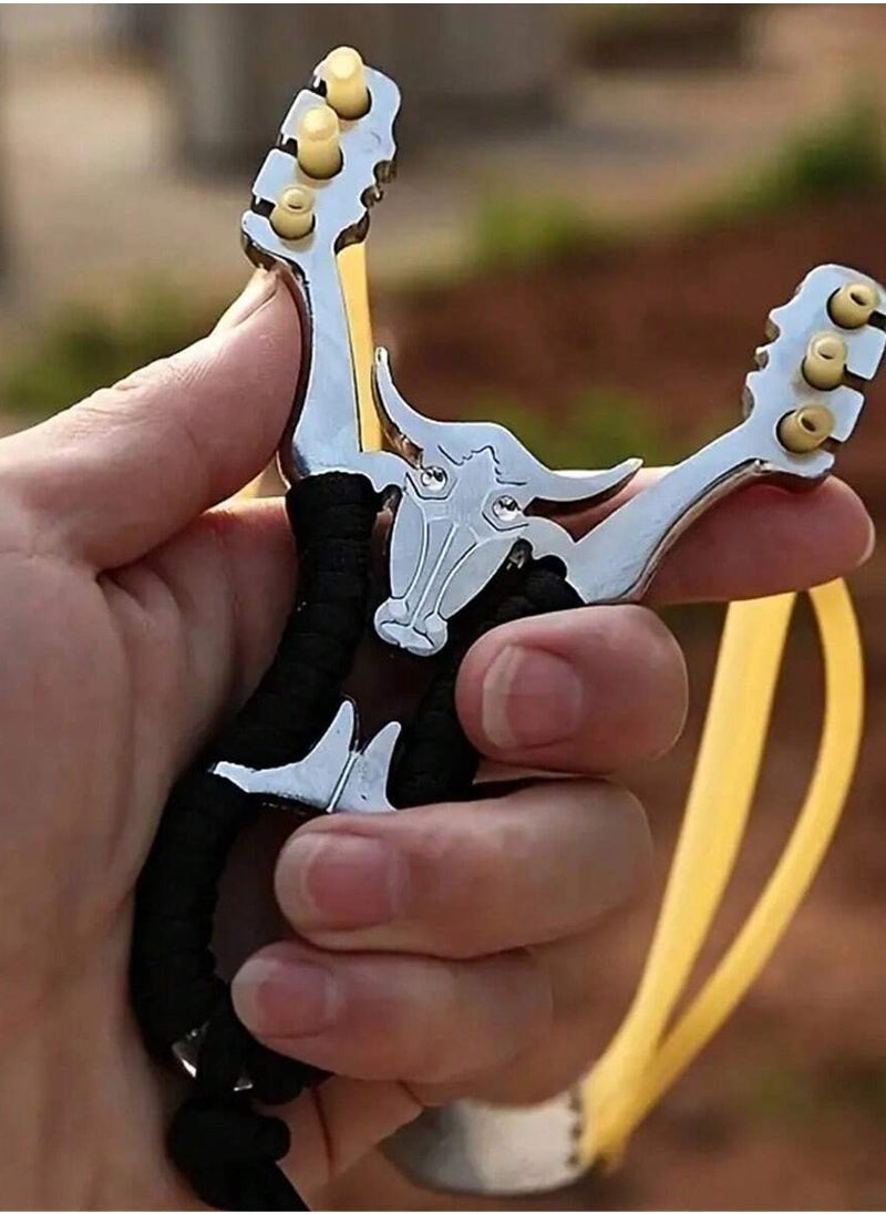 Ultra-Powerful Alloy Steel Slingshot with Titanium Alloy Sight, High-Elastic Bands, and Ergonomic Grip for Hunting, Shooting, and Competitions