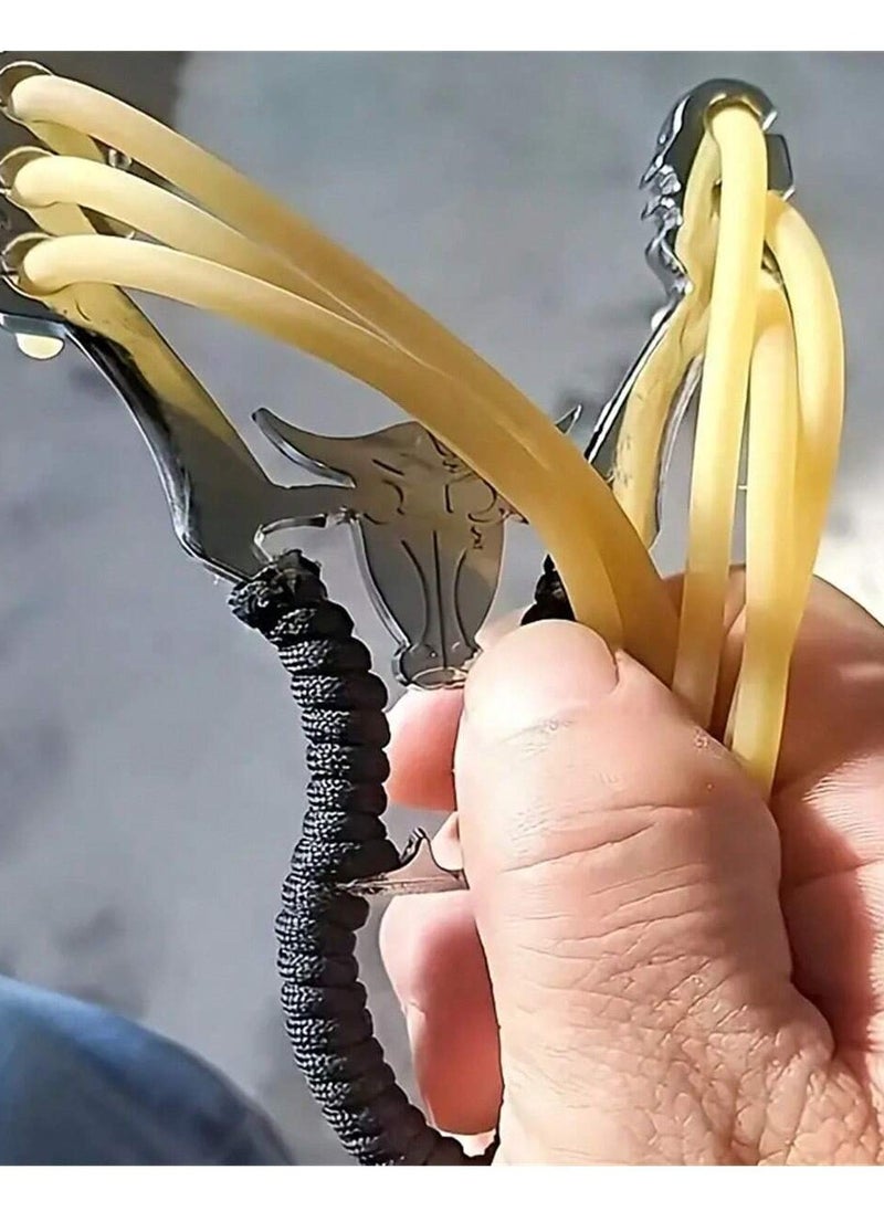 Ultra-Powerful Alloy Steel Slingshot with Titanium Alloy Sight, High-Elastic Bands, and Ergonomic Grip for Hunting, Shooting, and Competitions