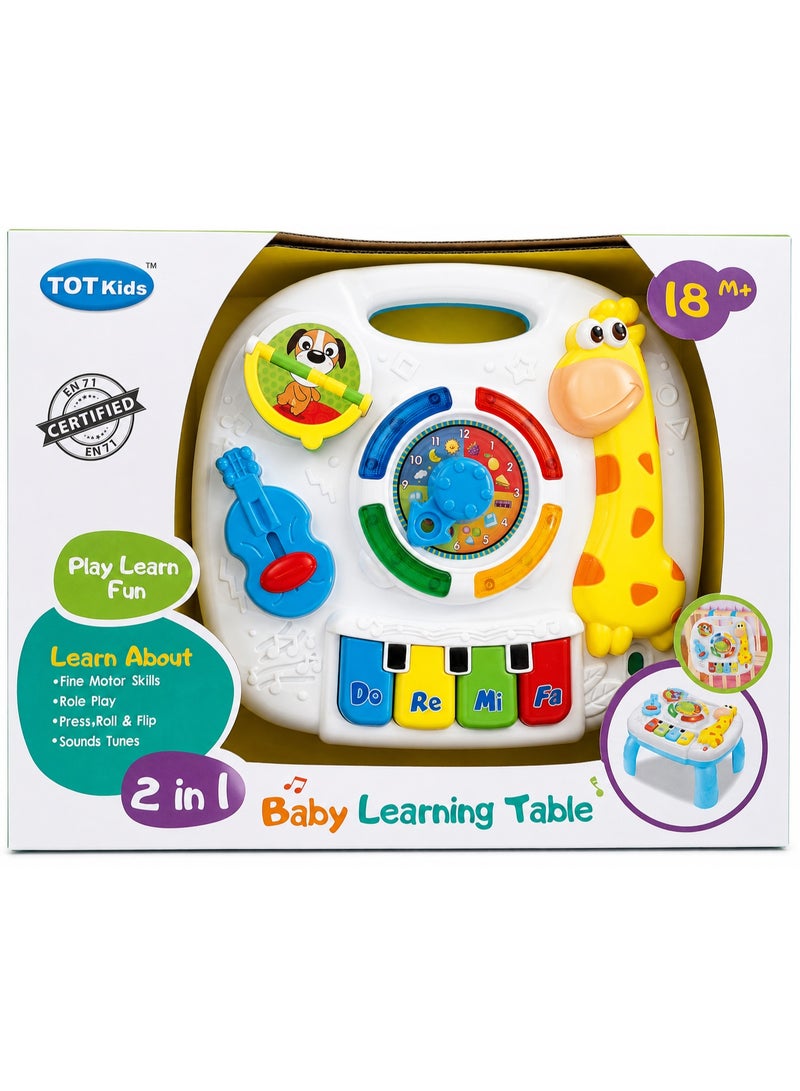 2-in-1 Baby Learning Table & Activity Center, Interactive Educational Toy with Piano Keys, Musical Sounds & Fine Motor Activities, Learning Table for Toddlers 18+ Months