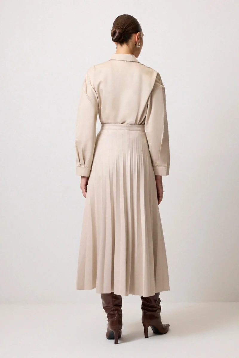 Touche Pleated Suede Skirt