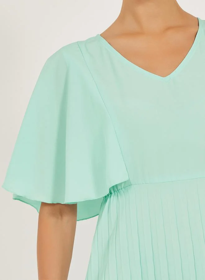 Styli Pleated Cape Midi Dress
