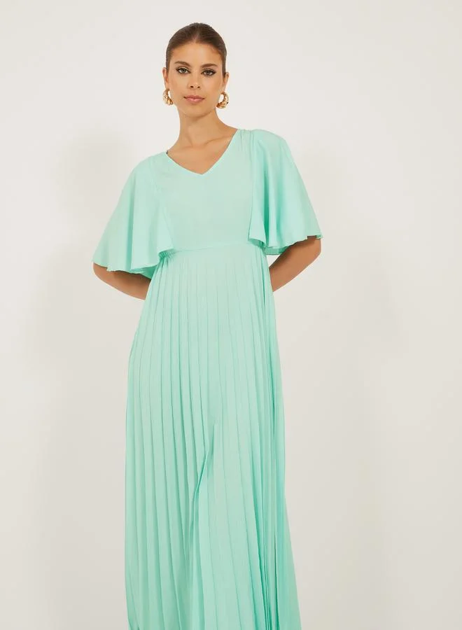 Styli Pleated Cape Midi Dress