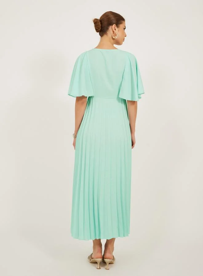 Styli Pleated Cape Midi Dress