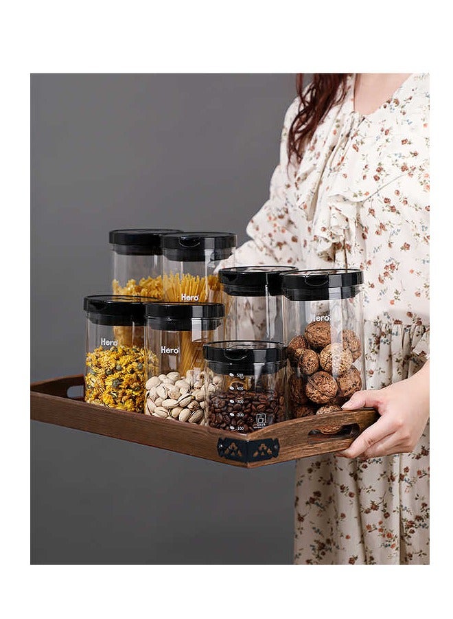 زيروهيرو زيرو هيرو برطمان زجاجي محكم الإغلاق / عبوة تخزين من البايركس - مجموعة من 4 قطع، زجاج بوروسيليكات مقاوم للحرارة، 1200 مل / 1000 مل / 700 مل / 500 مل. - Image 1