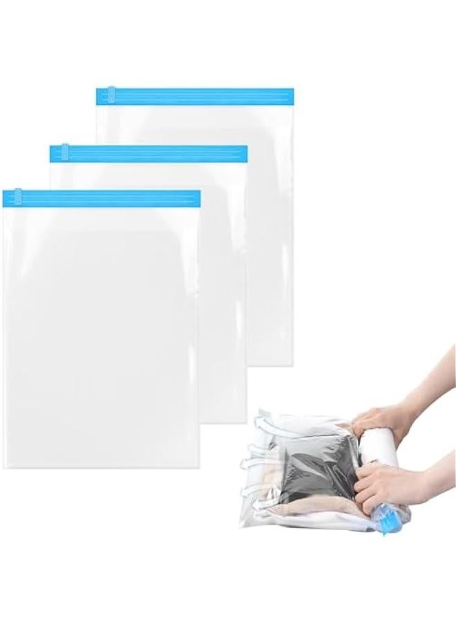 Travel Compression Bags, Roll-Up Space Saver Bags Vacuum Storage Bags 47x35cm/18.5x13.7in for Luggage Backpack Suitcase Packing Organizers(3PCS)  - Image 1