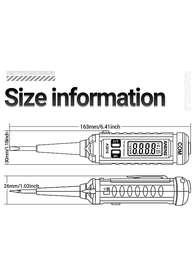 ANENG - A3010 4000 Counts Pen-Type Multimeter True-RMS Backlight Multi Meter Digital Auto Range Tester LCD Electrician Tools - Image 1