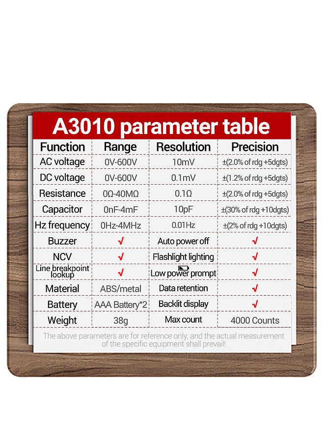 ANENG - A3010 4000 Counts Pen-Type Multimeter True-RMS Backlight Multi Meter Digital Auto Range Tester LCD Electrician Tools - Image 1