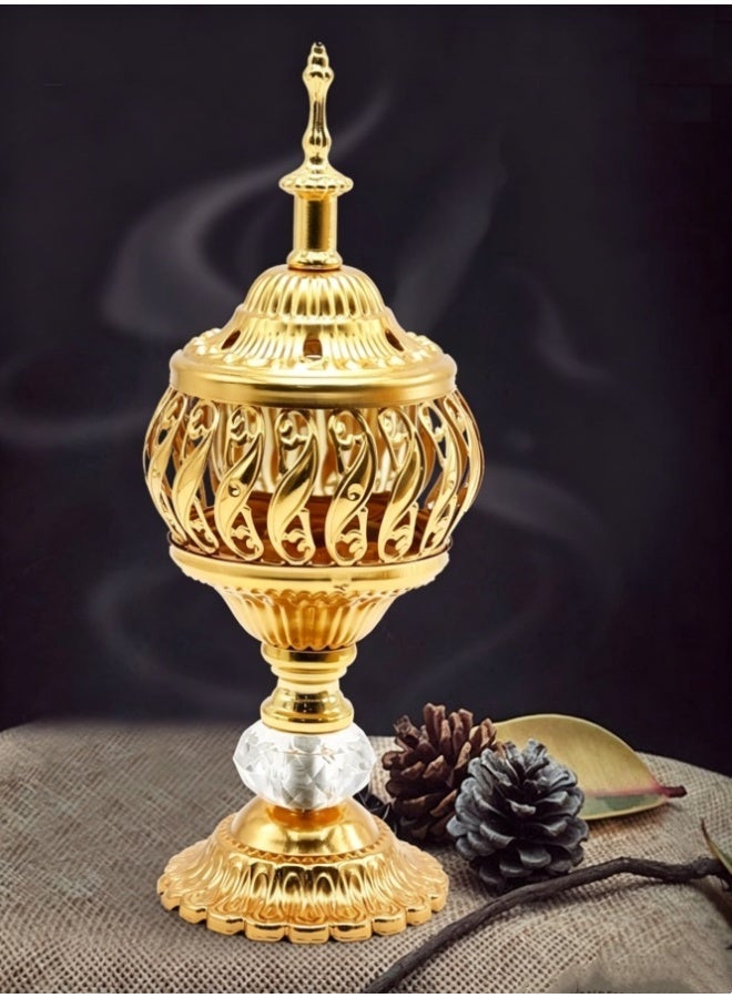 Hirospace Arabian Incense Burner Golden Metal Incense Holder Bakhoor Censer Aroma Burner Home Decor Ramadan Eid Delicate Gift - Image 1