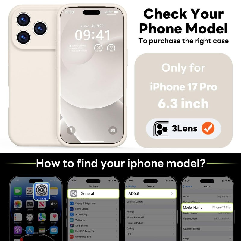 Vooii Magnetic for iPhone 17 Pro Case, Compatible with Magsafe (Premium Liquid Silicone) (Integrated Camera Control Button) Full Body Protective Anti-Scratch Microfiber Lining 6.3", Stone - Image 2