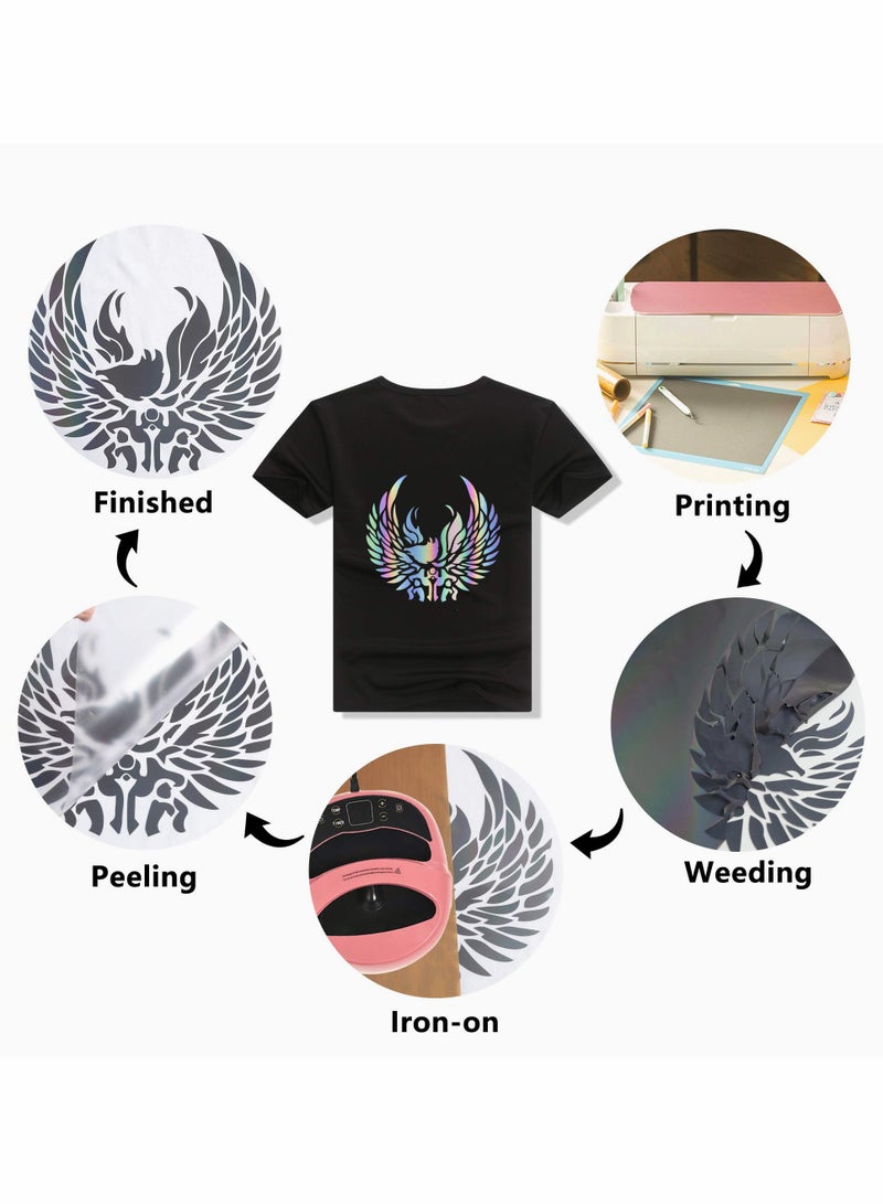 Reflective Iron On HTV Vinyl for T Shirt Crafts 12x10 Easy Cut PU Stretch Film for DIY Projects - Image 3
