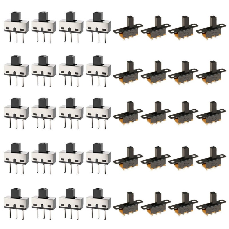 DOUKI 20PCS Vertical Slide Switches 1P2T SPDT 3 Pin 2 Position AC125V 2A SS12D10 High Knob Micro Slide Switch with 20PCS Mini Panel Slide Switch ON/Off SS12F15 3Pin Latching Toggle Switch - Image 1