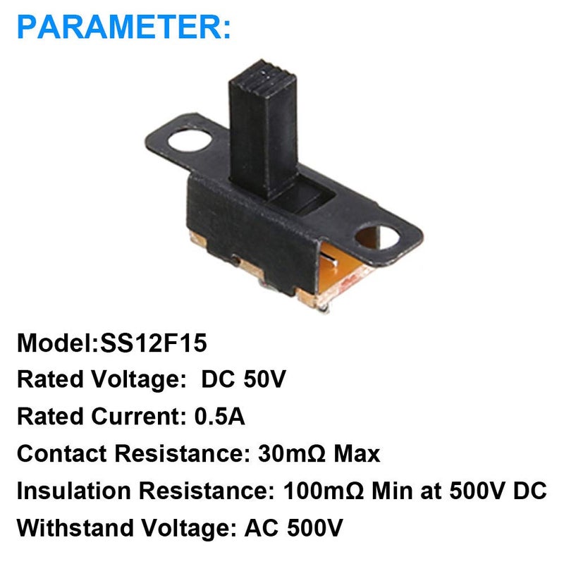 DOUKI 20PCS Vertical Slide Switches 1P2T SPDT 3 Pin 2 Position AC125V 2A SS12D10 High Knob Micro Slide Switch with 20PCS Mini Panel Slide Switch ON/Off SS12F15 3Pin Latching Toggle Switch - Image 4