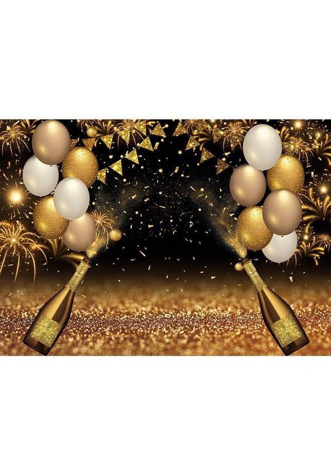 Qian Black Golden Balloons Photography Background Gold Champagne Bokeh Photo Backdrops For Graduation Prom Holiday Party Supplies Father'S Day Birthday Decoration Studio Props Banner 8X6Ft  - Image 1