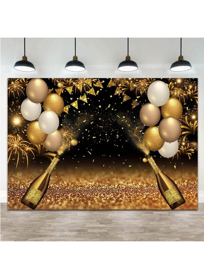 Qian Black Golden Balloons Photography Background Gold Champagne Bokeh Photo Backdrops For Graduation Prom Holiday Party Supplies Father'S Day Birthday Decoration Studio Props Banner 8X6Ft  - Image 2