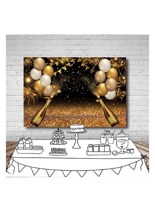 Qian Black Golden Balloons Photography Background Gold Champagne Bokeh Photo Backdrops For Graduation Prom Holiday Party Supplies Father'S Day Birthday Decoration Studio Props Banner 8X6Ft  - Image 3