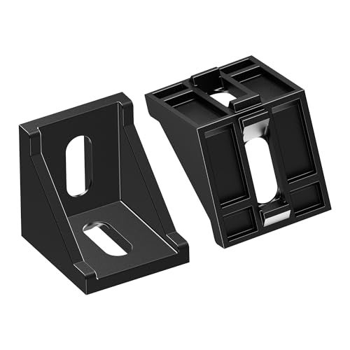 FOCMKEAS 8Pcs 4040 Series Inside Corner Bracket Gusset, 40mm x 40mm Aluminum L Bracket Connector for 4040 4080 Aluminum Extrusion Profile, Black - Image 1