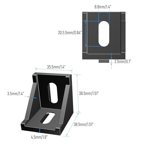 FOCMKEAS 8Pcs 4040 Series Inside Corner Bracket Gusset, 40mm x 40mm Aluminum L Bracket Connector for 4040 4080 Aluminum Extrusion Profile, Black - Image 2