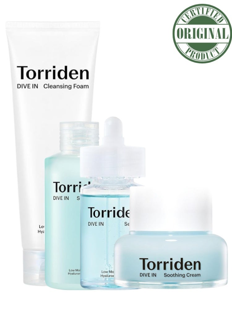 Torriden حل للبشرة الجافة والمشدودة – مجموعة ترطيب توريدن دايف إن مع حمض الهيالورونيك منخفض الجزيئات للترطيب العميق وإصلاح الحاجز - Image 1