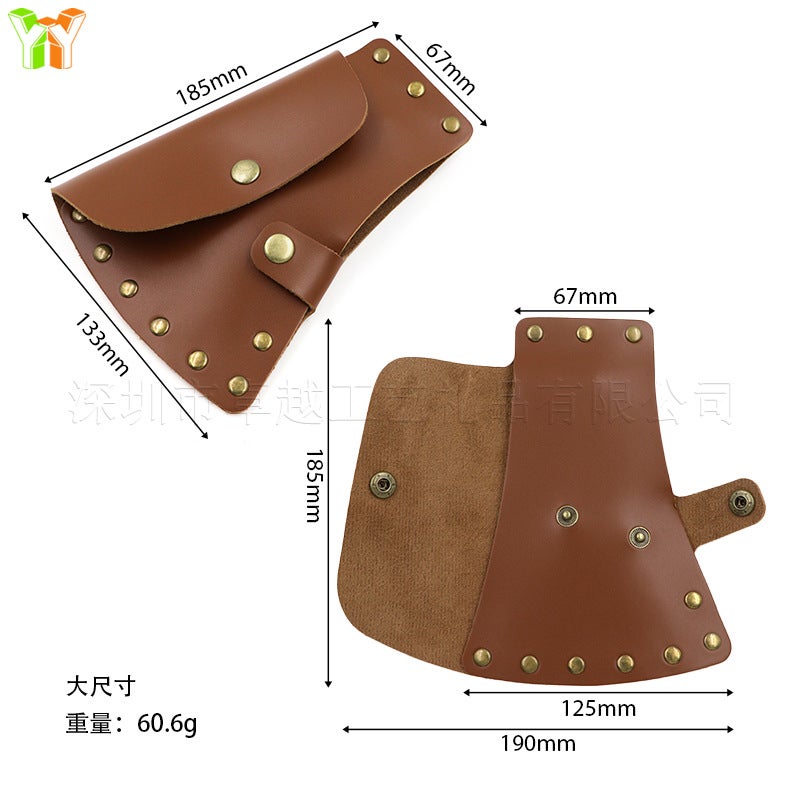 in stock Outdoor Camping Tools Axe Storage Leather Case PU Leather Farm Wood Cutting Axe Blade Cover Small Bag brown large - Image 1