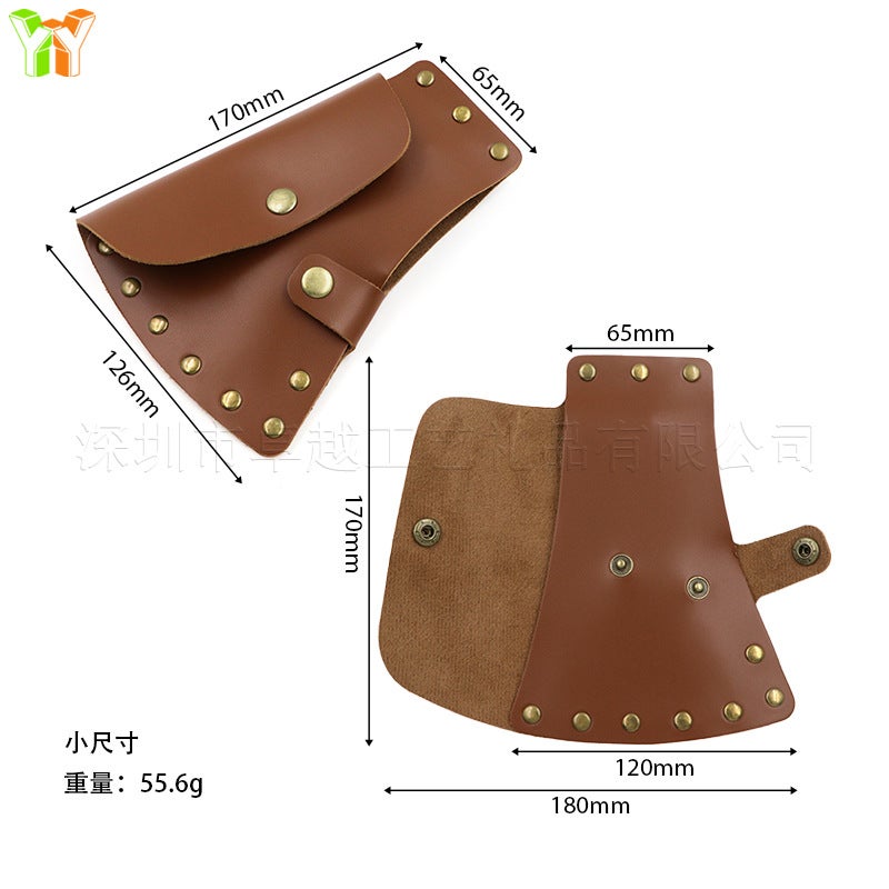 in stock Outdoor Camping Tools Axe Storage Leather Case PU Leather Farm Wood Cutting Axe Blade Cover Small Bag brown large - Image 2