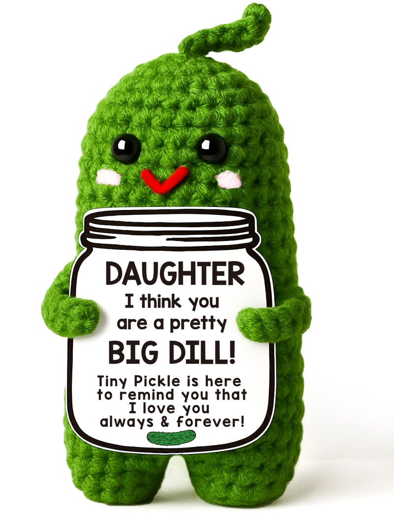 MAMAGIFTREE Valentines Day Gifts for Daughter Birthday Gifts Daughter, Pickle Plush Crochet I Love You Daughter Gift from Mom, Unique to My Daughter Adult Best Daughter Ever Gift - Image 1