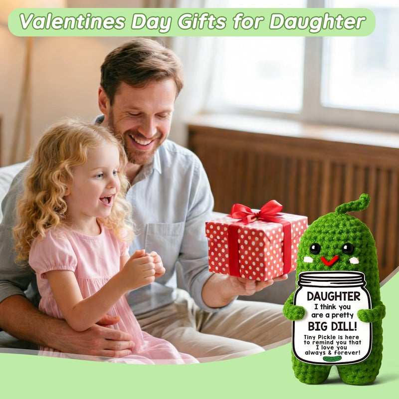 MAMAGIFTREE Valentines Day Gifts for Daughter Birthday Gifts Daughter, Pickle Plush Crochet I Love You Daughter Gift from Mom, Unique to My Daughter Adult Best Daughter Ever Gift - Image 2