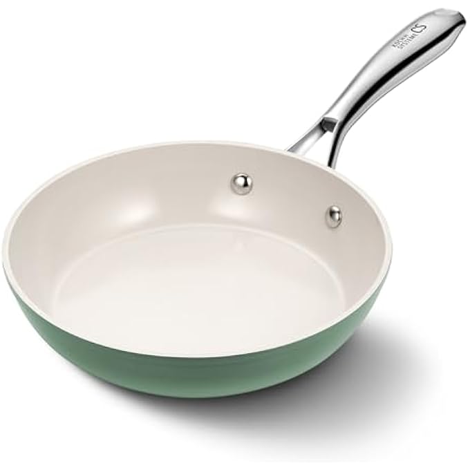 KOCH SYSTEME CS 8 Inch Nonstick Frying Pan Skillet Non Stick Ceramic Frying Pan With StayCool Stainless Steel Handle Induction Compatible Egg Pan Pfoa Free Dishwasher Safe  Oven Safe Green - Image 1