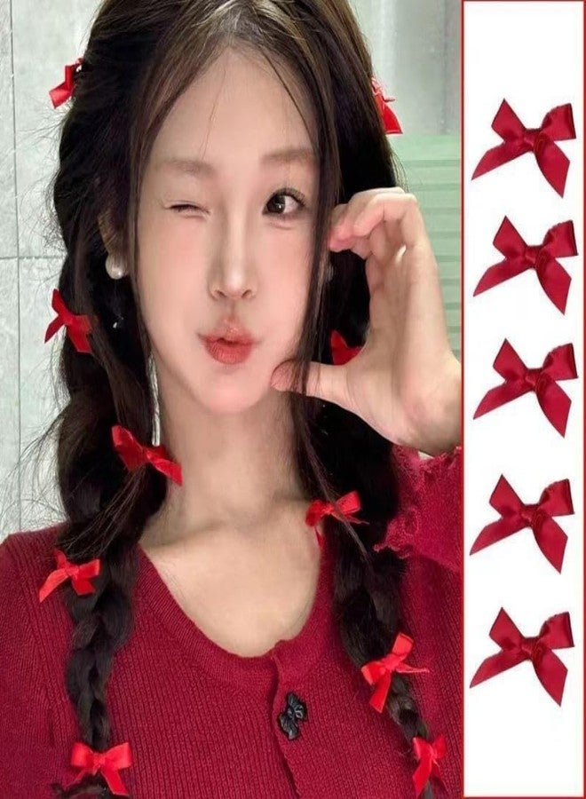 Essivox 20Pcs Red Hair Bows and Alligator Clips Set, Mini Ribbon Barrettes for Girls, Women - Image 5