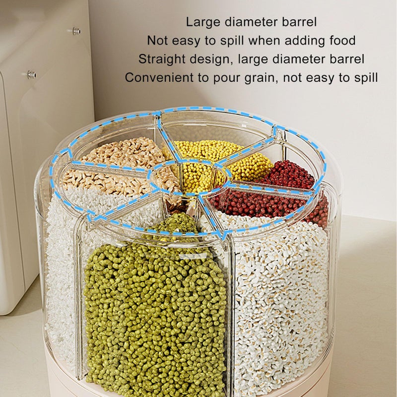 Rotating Sealed Rice Dispenser Grain Storage Container For Cereal Dry Food S Color - Image 3