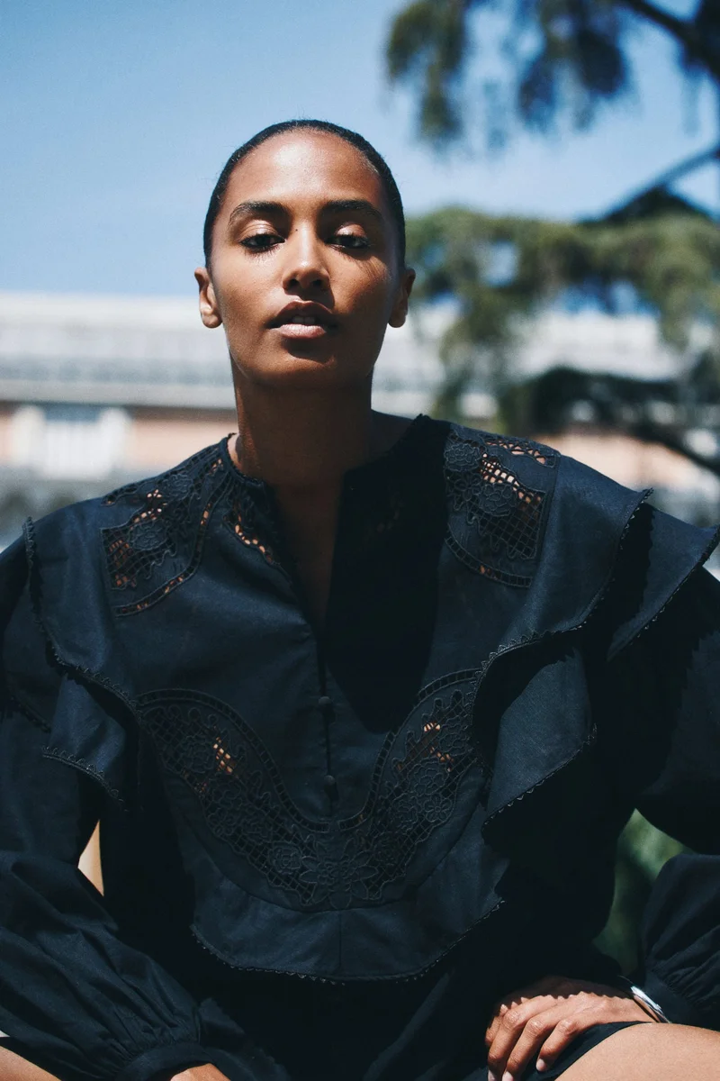 اتش اند ام فستان تونيك من مزيج الكتان