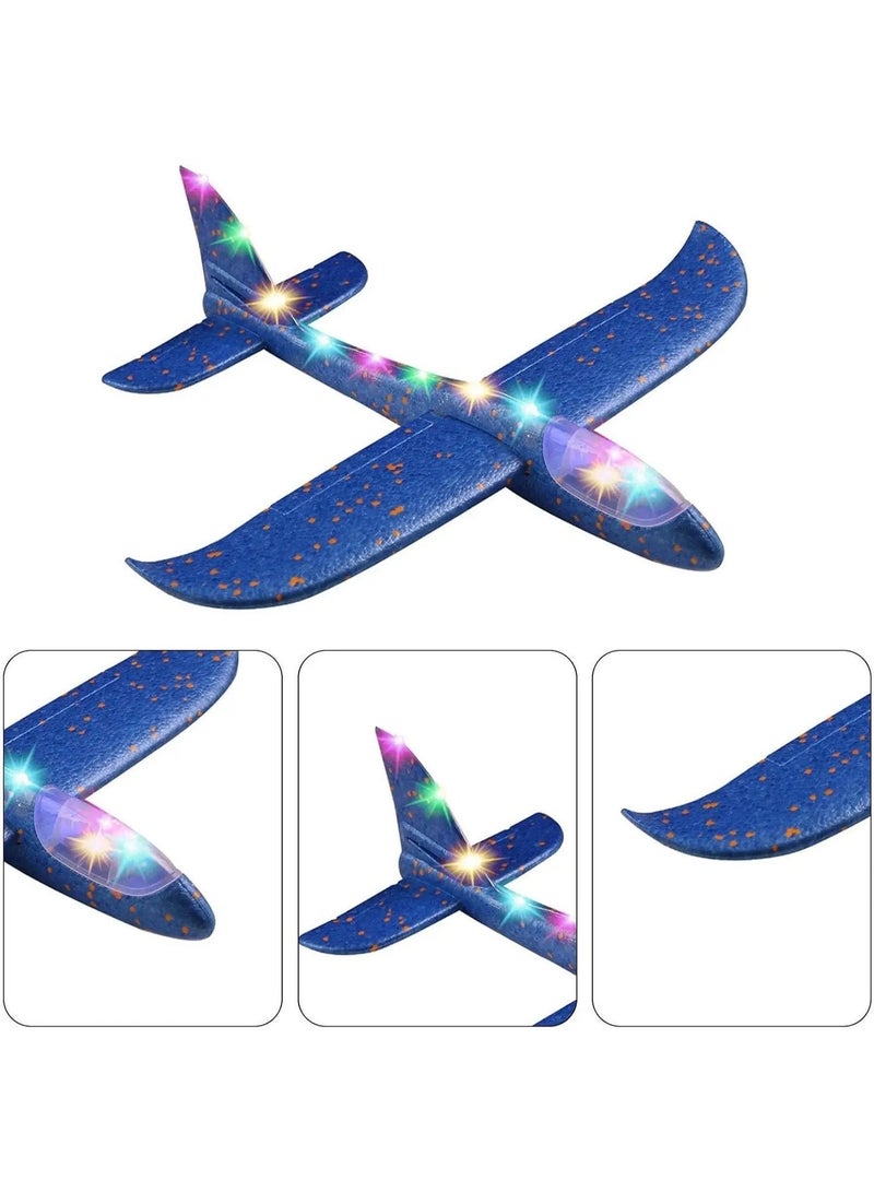 ALBADER foam airplane toy for kids led light glider plane hand launch airplane toy outdoor flying toy kids foam glider airplane large size 48cm safe lightweight airplane toy for boys girls outdoor games flying plane toy with led lights - Image 3