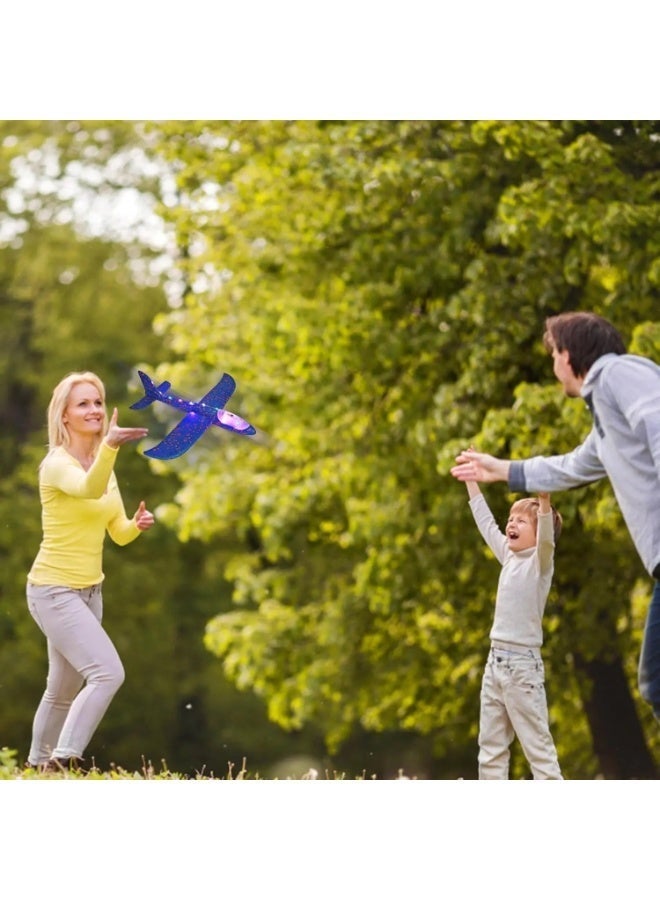 ALBADER foam airplane toy for kids led light glider plane hand launch airplane toy outdoor flying toy kids foam glider airplane large size 48cm safe lightweight airplane toy for boys girls outdoor games flying plane toy with led lights - Image 2