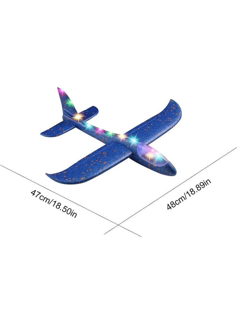 ALBADER foam airplane toy for kids led light glider plane hand launch airplane toy outdoor flying toy kids foam glider airplane large size 48cm safe lightweight airplane toy for boys girls outdoor games flying plane toy with led lights - Image 4