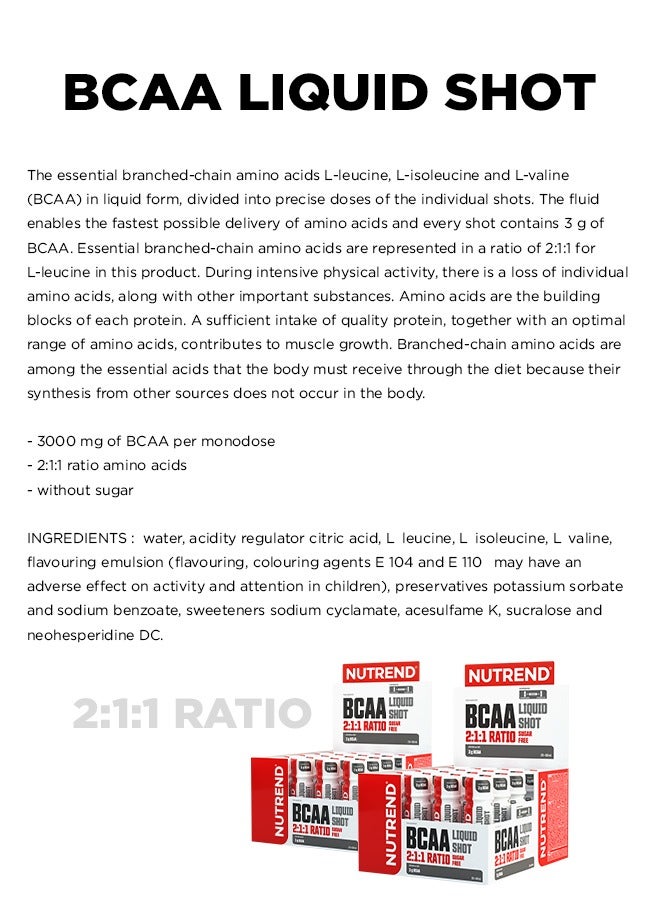 NUTREND BCAA Liquid Shot Sugar Free 60 ml x 20 Pcs - Image 4