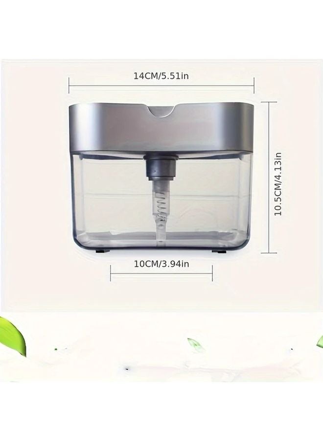 White Manual Soap Dispenser With Sponge Holder And Scrubbing Pad Stand For Kitchen Dishwashing - Image 3