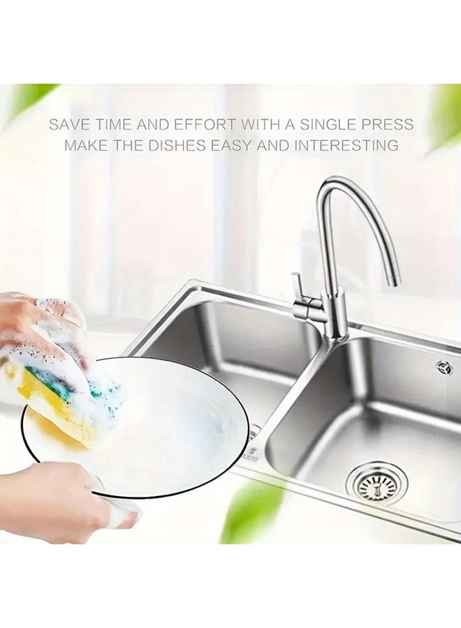 White Manual Soap Dispenser With Sponge Holder And Scrubbing Pad Stand For Kitchen Dishwashing - Image 5