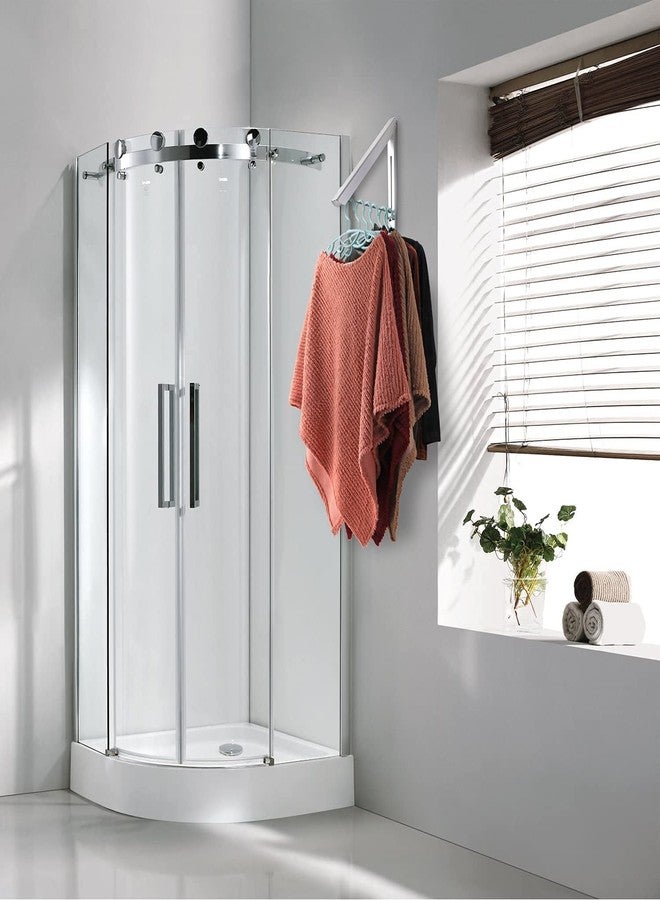 ZINLEY Retractable Clothes Rack-Laundry Room Drying Rack Wall Mounted Clothes Hanger Foldable, Wall Mount, Folding Clohes Wall Hanger Home Storage Organizer, Indoor Outdoor Metal + Plastic - Image 3