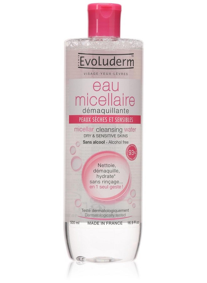 Evoluderm Moisturizing Micellar Water For Dry & Sensitive Skin 500 Ml Gently Removes Makeup Alcohol & Paraben Free - Image 1