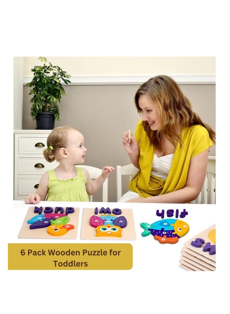 اي ديد بازل خشبي تعليمي للأطفال - شكل كلب ملون بالأرقام - 6 قطع لتنمية المهارات و يساعد على التركيز والتعلم المبكر - Image 3