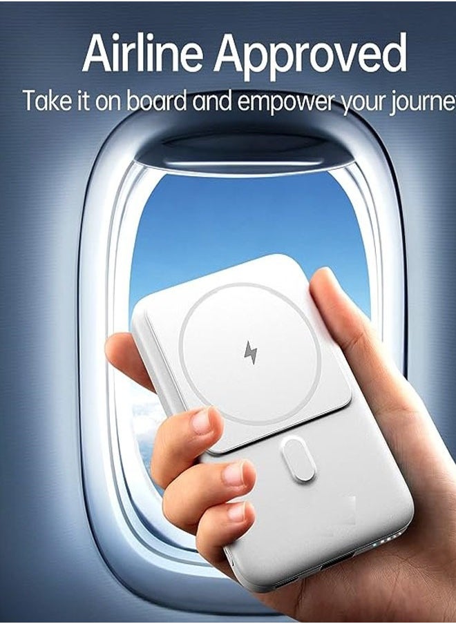 Portable Charger Power Bank with Kickstand Function, 10000mAh Magnetic Wireless Power Bank 22.5W PD Fast Charging with USB-C MagSafe Battery Pack for iPhone 14/13/12 Series