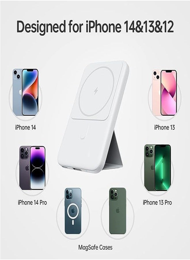 Portable Charger Power Bank with Kickstand Function, 10000mAh Magnetic Wireless Power Bank 22.5W PD Fast Charging with USB-C MagSafe Battery Pack for iPhone 14/13/12 Series