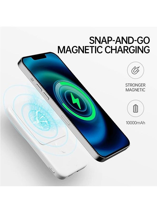 Portable Charger Power Bank with Kickstand Function, 10000mAh Magnetic Wireless Power Bank 22.5W PD Fast Charging with USB-C MagSafe Battery Pack for iPhone 14/13/12 Series